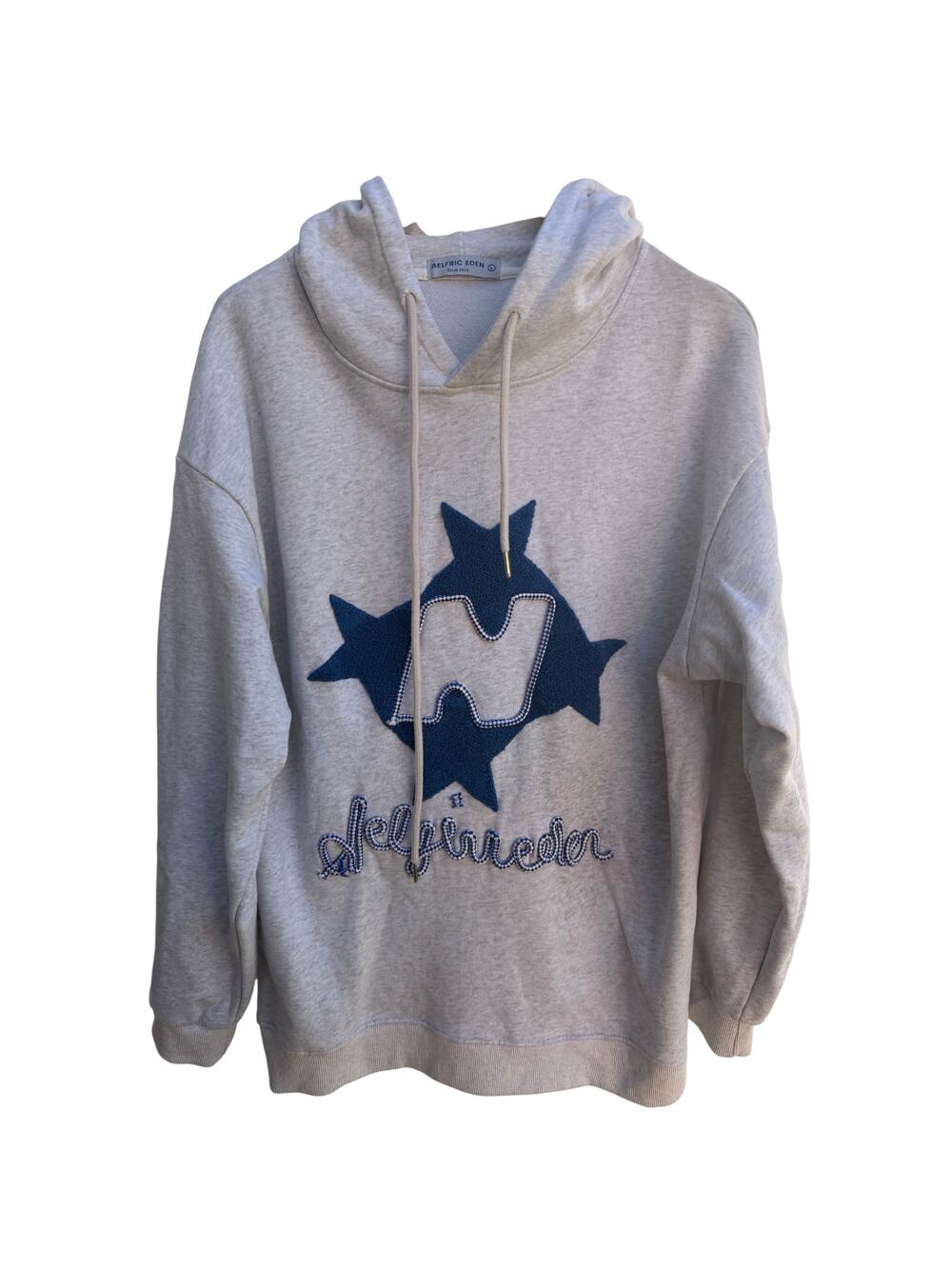 Aelfric Eden Hoodie Mens Large Gray Graphic Spellout Streetwear Pullover